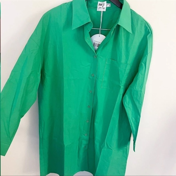 Princess Polly Green Button Front Shirt Dress Size 6 NEW Emersyn Collared - Picture 8 of 12